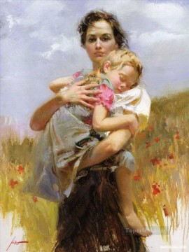 Impresionismo Painting - Pino Daeni mujer y niña hermosa mujer dama
